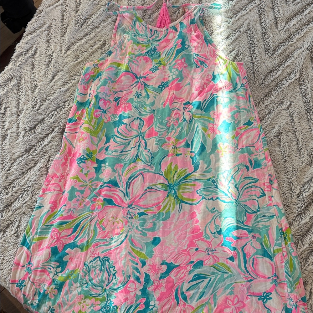 Lilly Pulitzer Kids Floral Dress in Pink and Blue